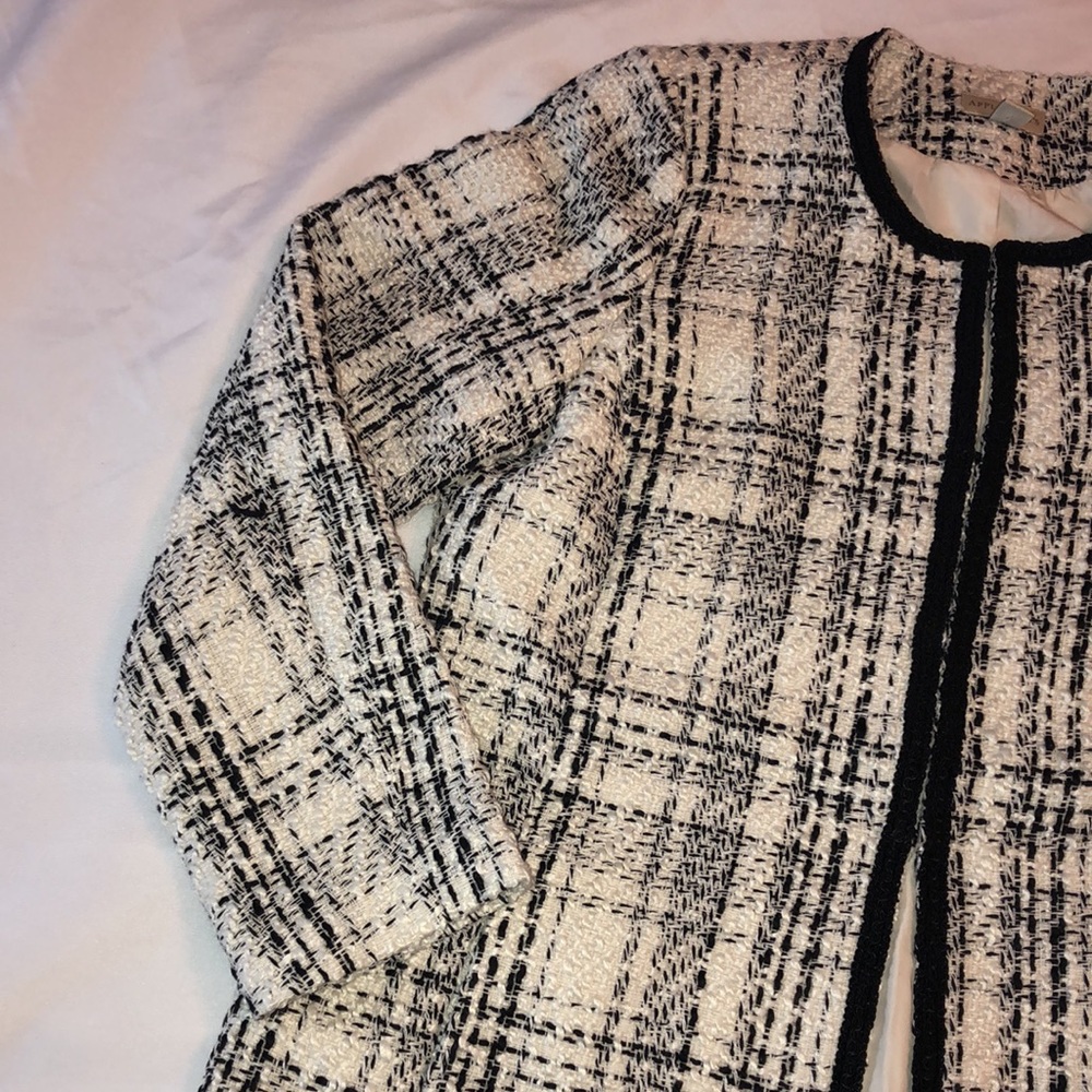 Appleseed’s Contrast Binding Open Front Tweed Jac… - image 2